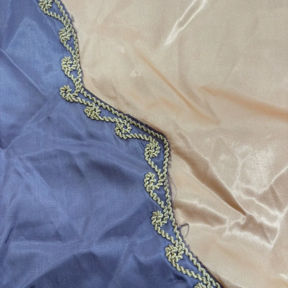 Twin Bedspread Vintage Peach Blue‎ Floral Scalloped Embroidered Cozy Cottagecore